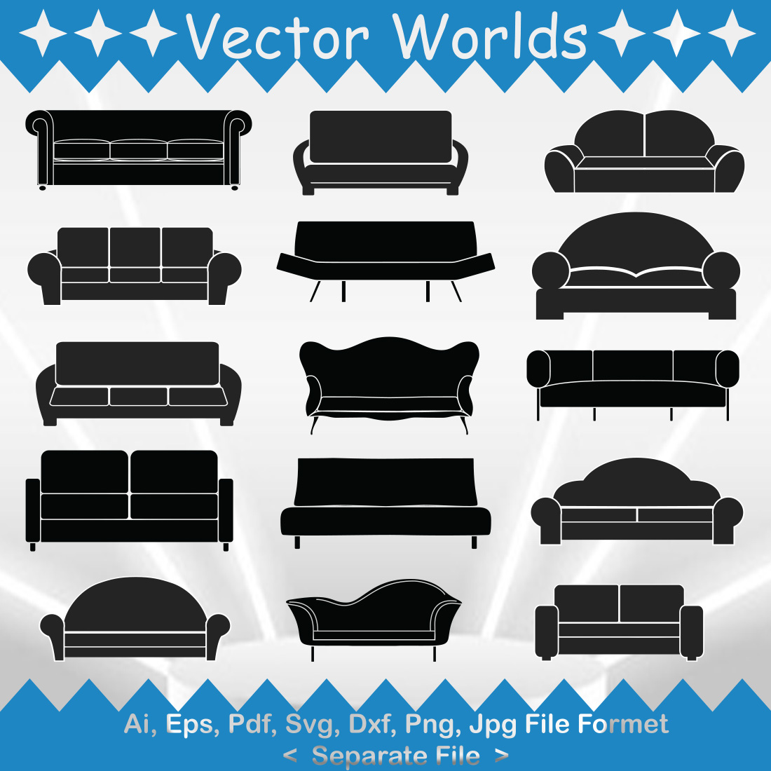 Sofa Set SVG Vector Design preview image.