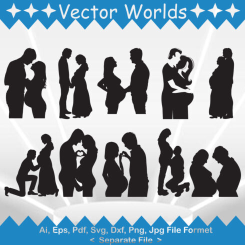 Pregnant Woman With Husband SVG Vector Design cover image.