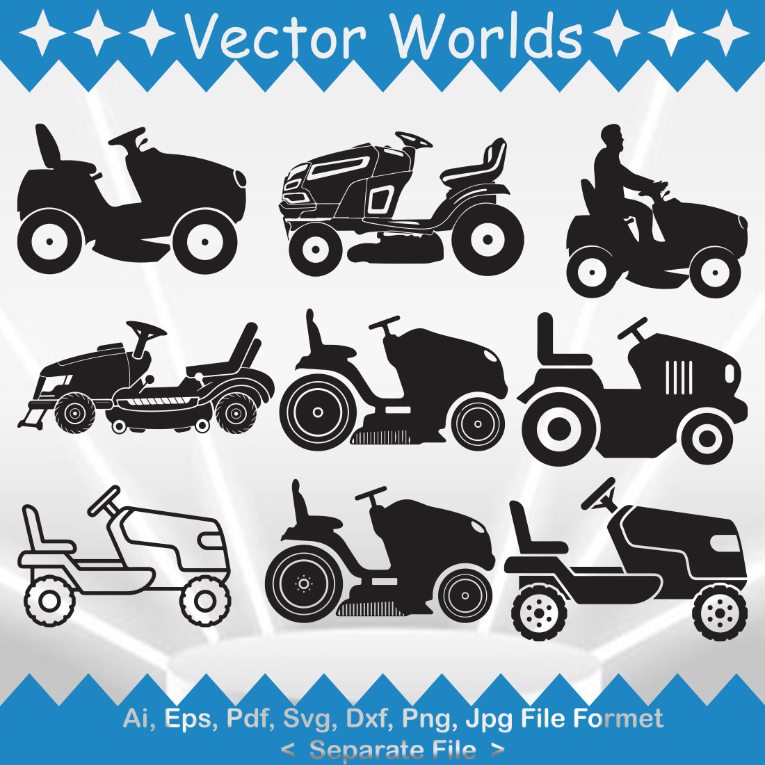 Riding Mower SVG Vector Design cover image.