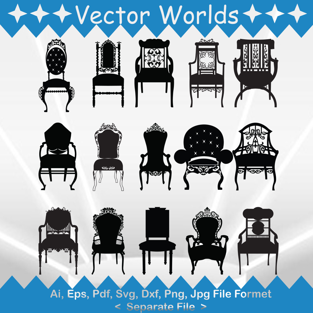 Fancy Chair SVG Vector Design preview image.