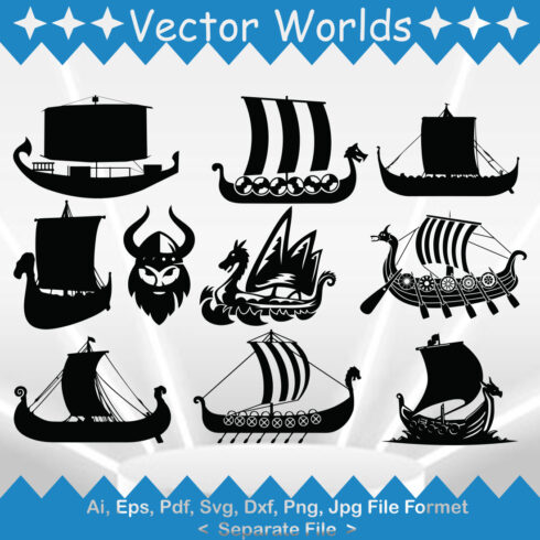 Vikings Boat SVG Vector Design cover image.