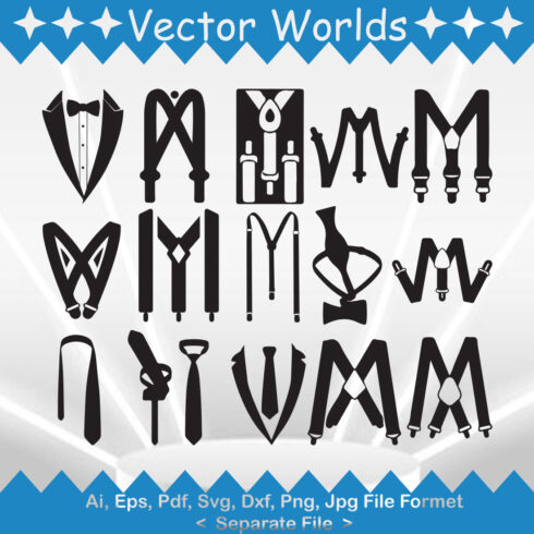 Suspenders SVG Vector Design cover image.