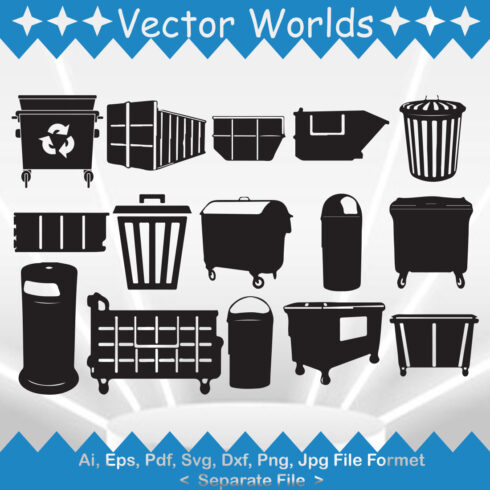 Trash Container SVG Vector Design cover image.