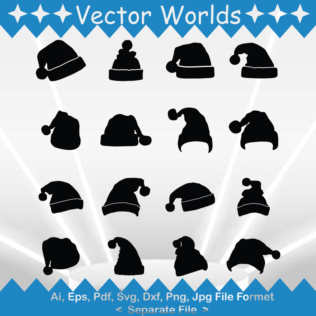 Santa Hats SVG Vector Design preview image.