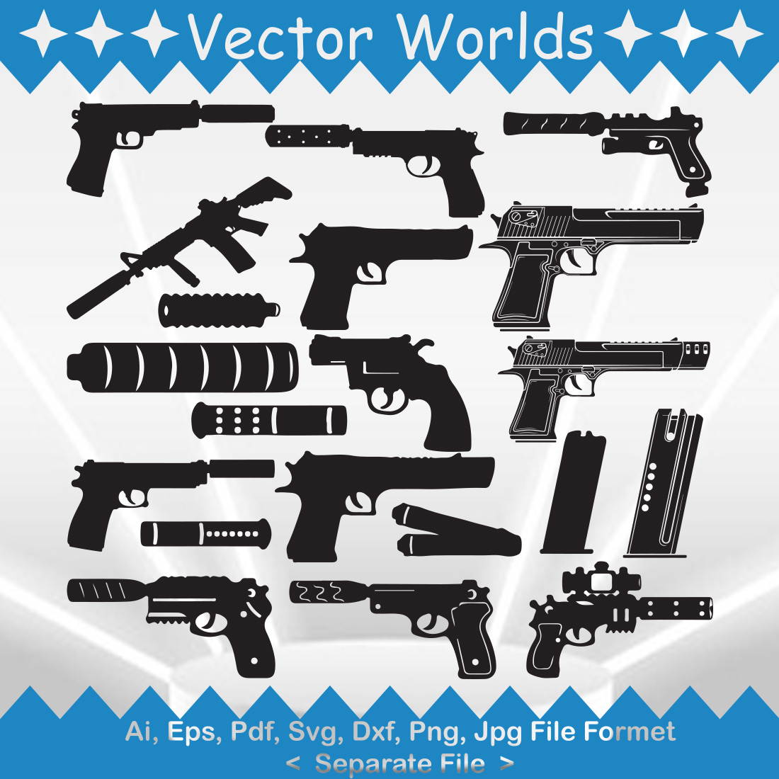 Gun Silencer SVG Vector Design preview image.