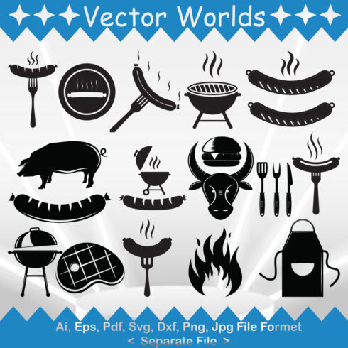 Grilled Sausage SVG Vector Design cover image.