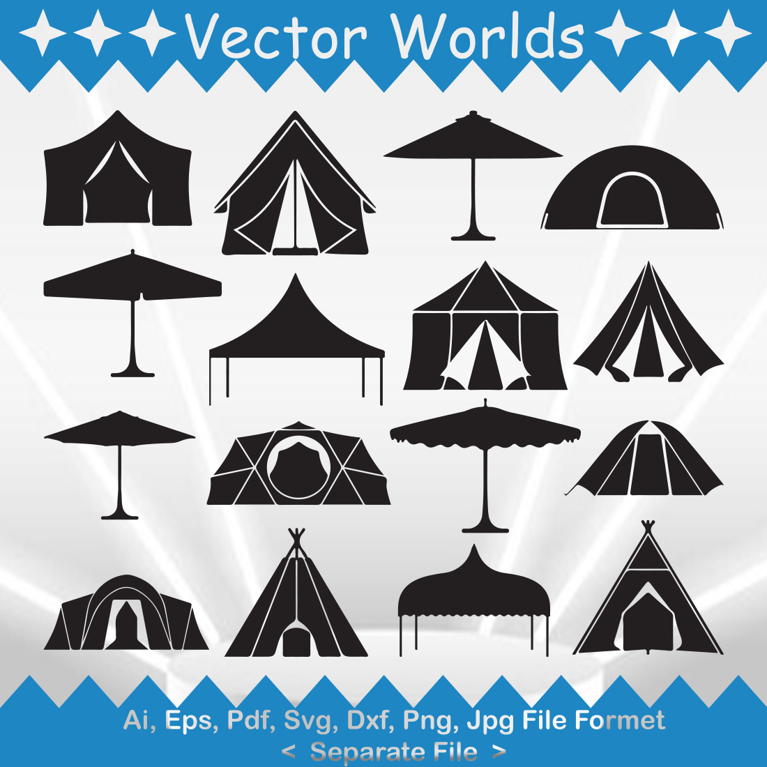 Umbrella Tent SVG Vector Design preview image.