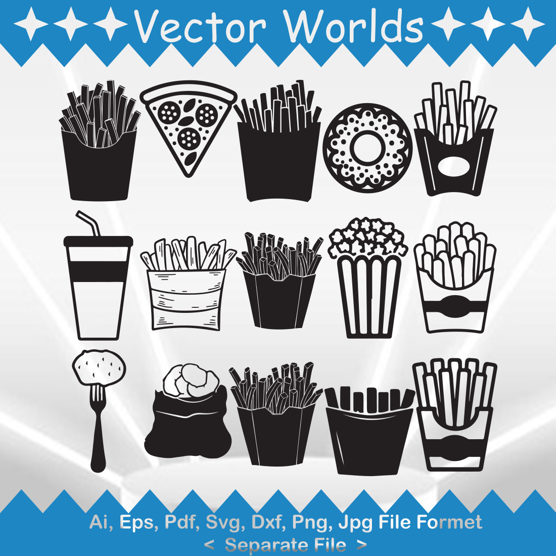 French Fries SVG Vector Design preview image.
