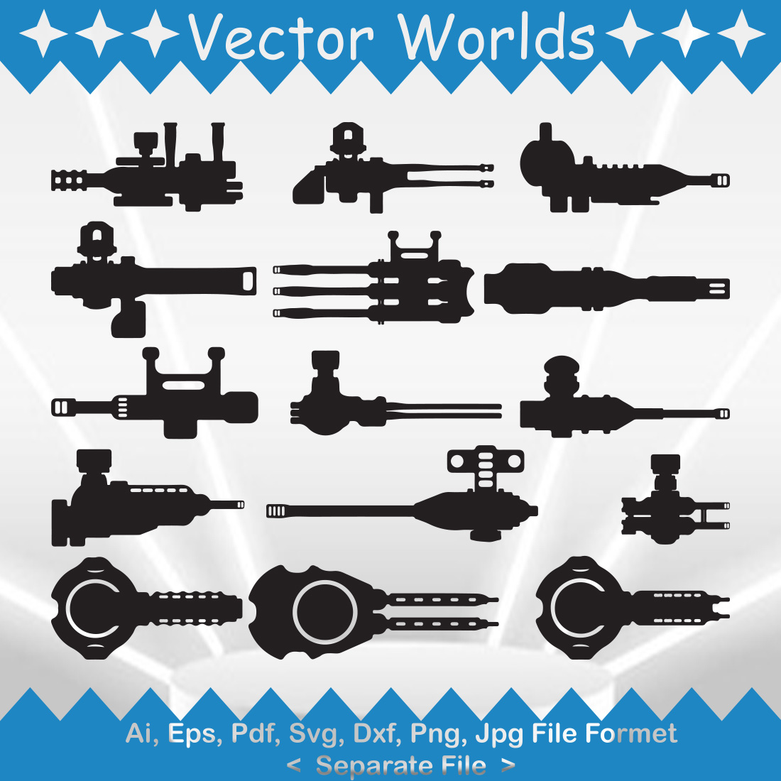 Spaceship Weapons SVG Vector Design cover image.