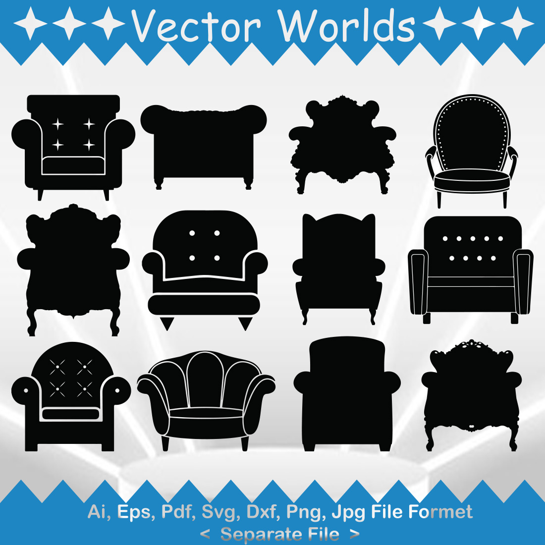 Single Sofa SVG Vector Design preview image.