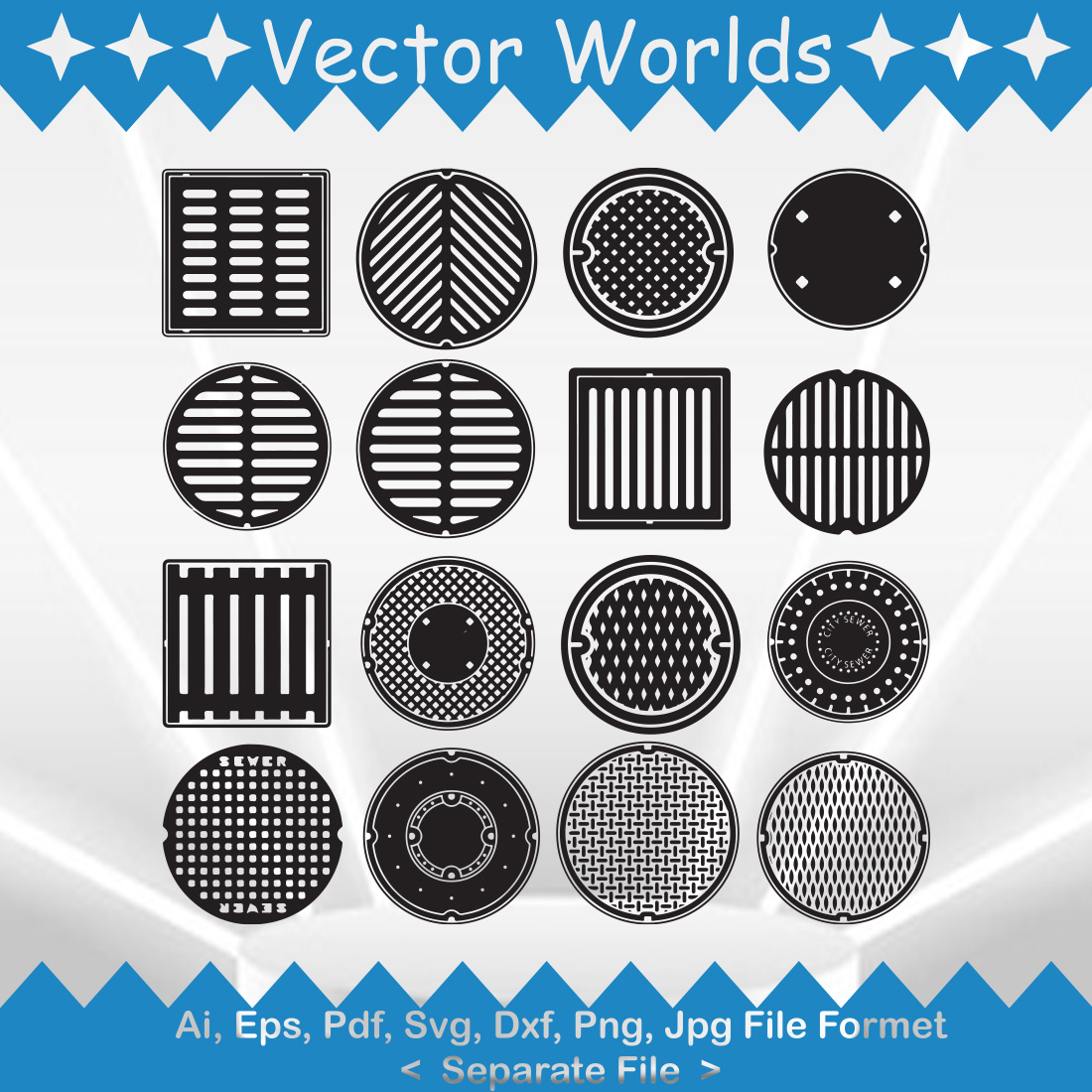 Manhole cover sewer SVG Vector Design preview image.