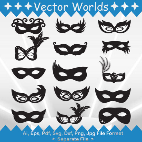 Mardi Gras Mask SVG Vector Design cover image.