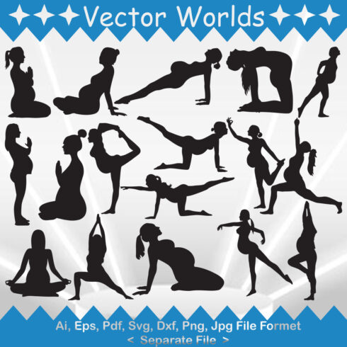 Pregnant Yoga Mom SVG Vector Design cover image.