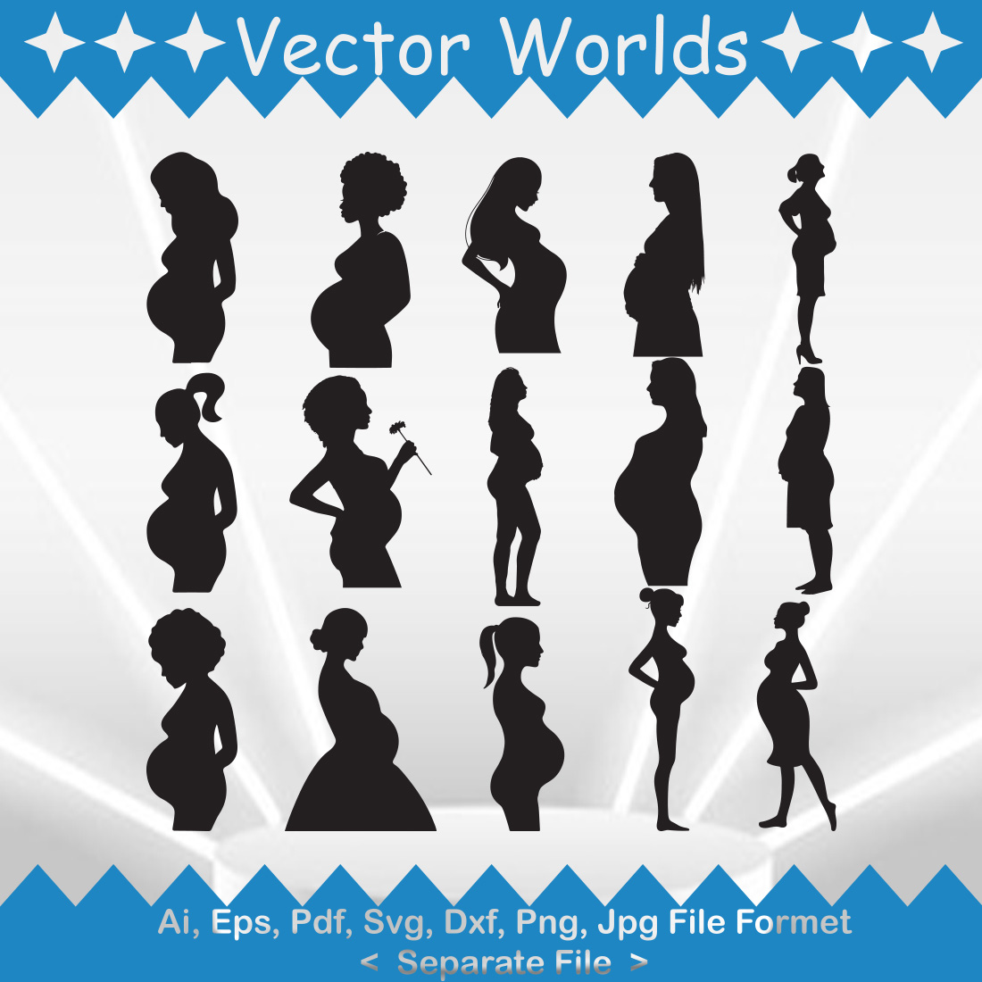 Pregnant Woman SVG Vector Design cover image.