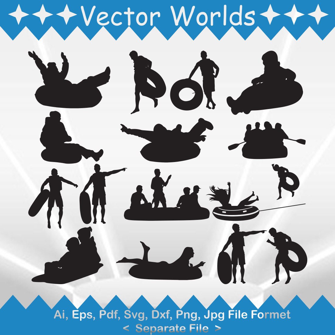 Man with inner tube SVG Vector Design preview image.