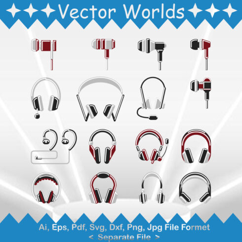 Headphones Wireless SVG Vector Design cover image.