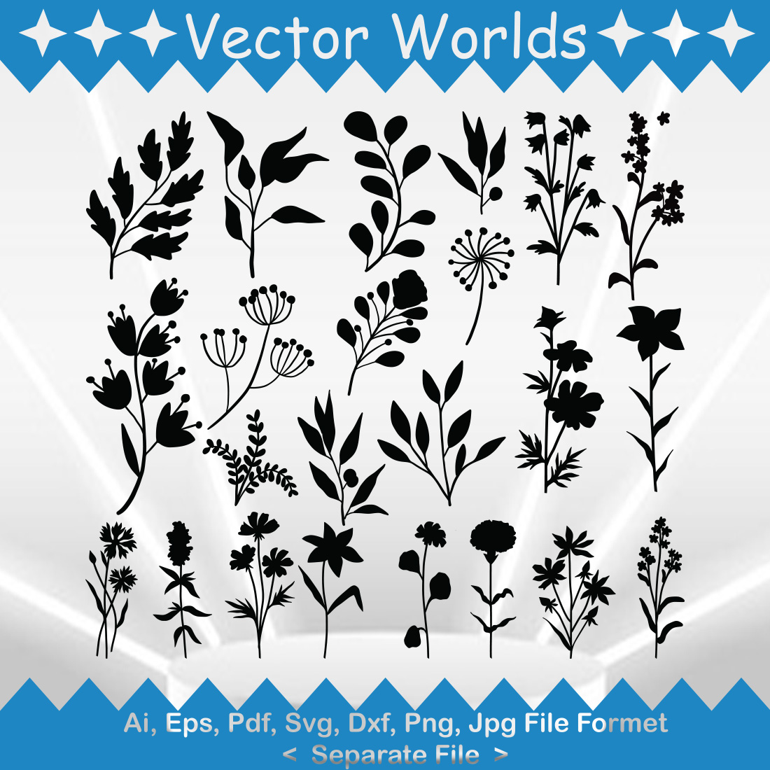 Flower set SVG Vector Design preview image.