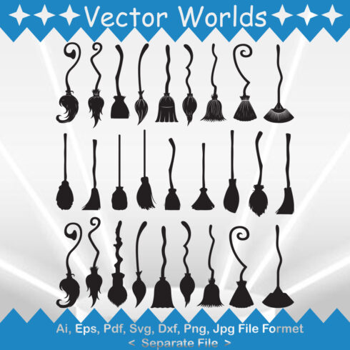 Witch Brooms SVG Vector Design cover image.