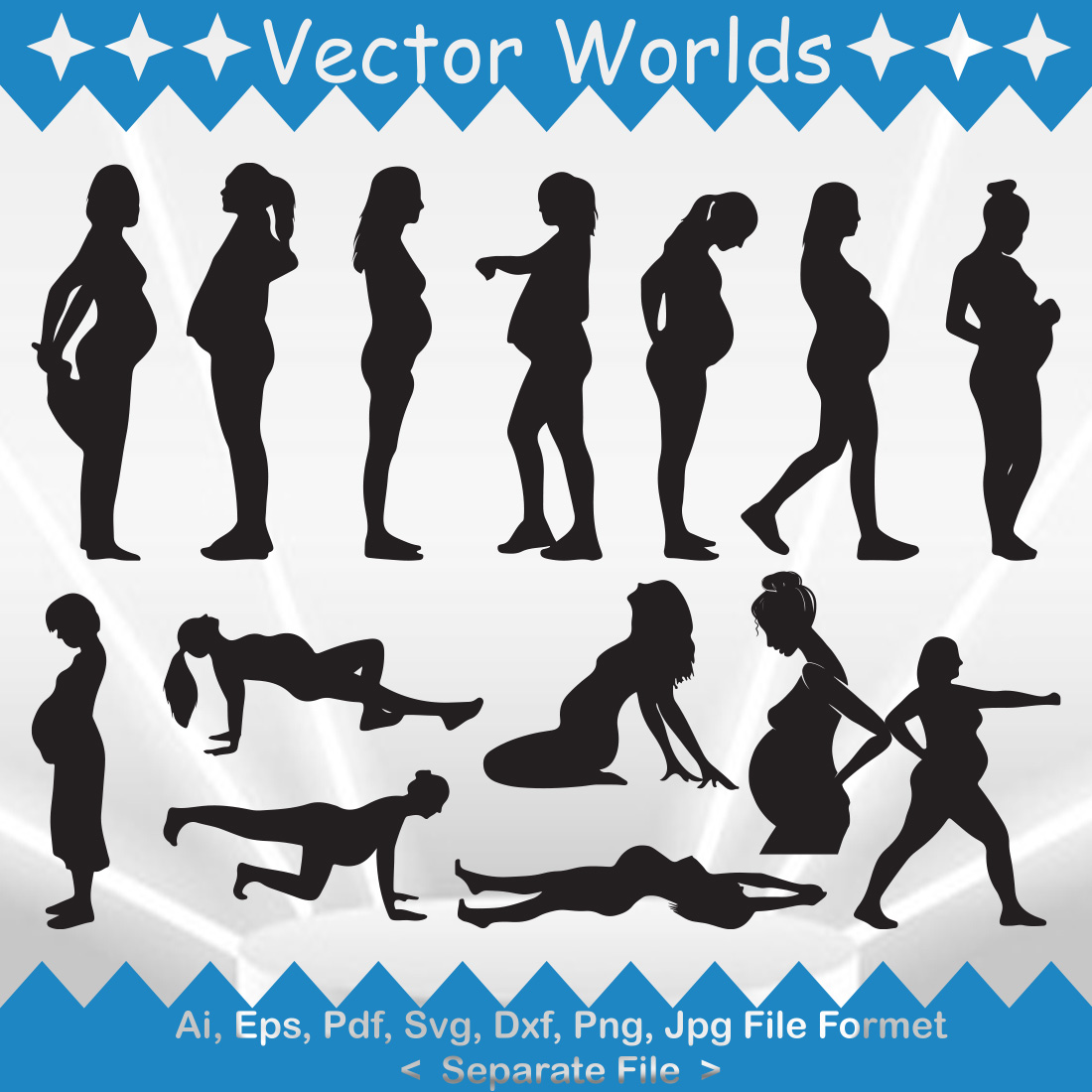 Pregnant Sexy Woman SVG Vector Design preview image.