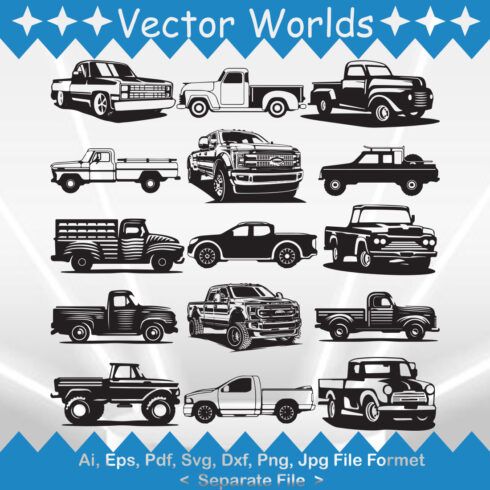Pickup Truck SVG Vector Design cover image.