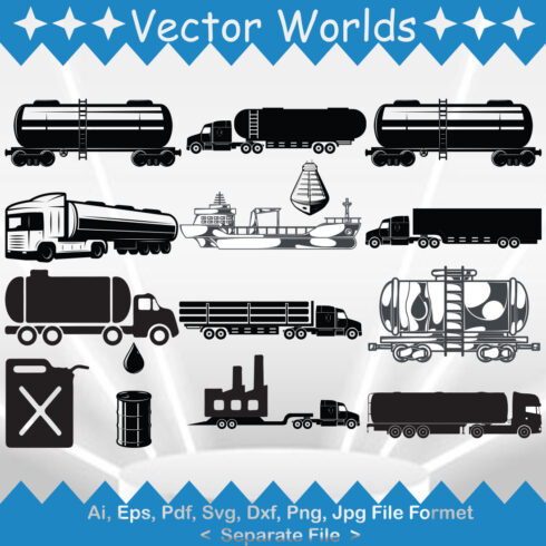 Oil Tank Truck SVG Vector Design cover image.