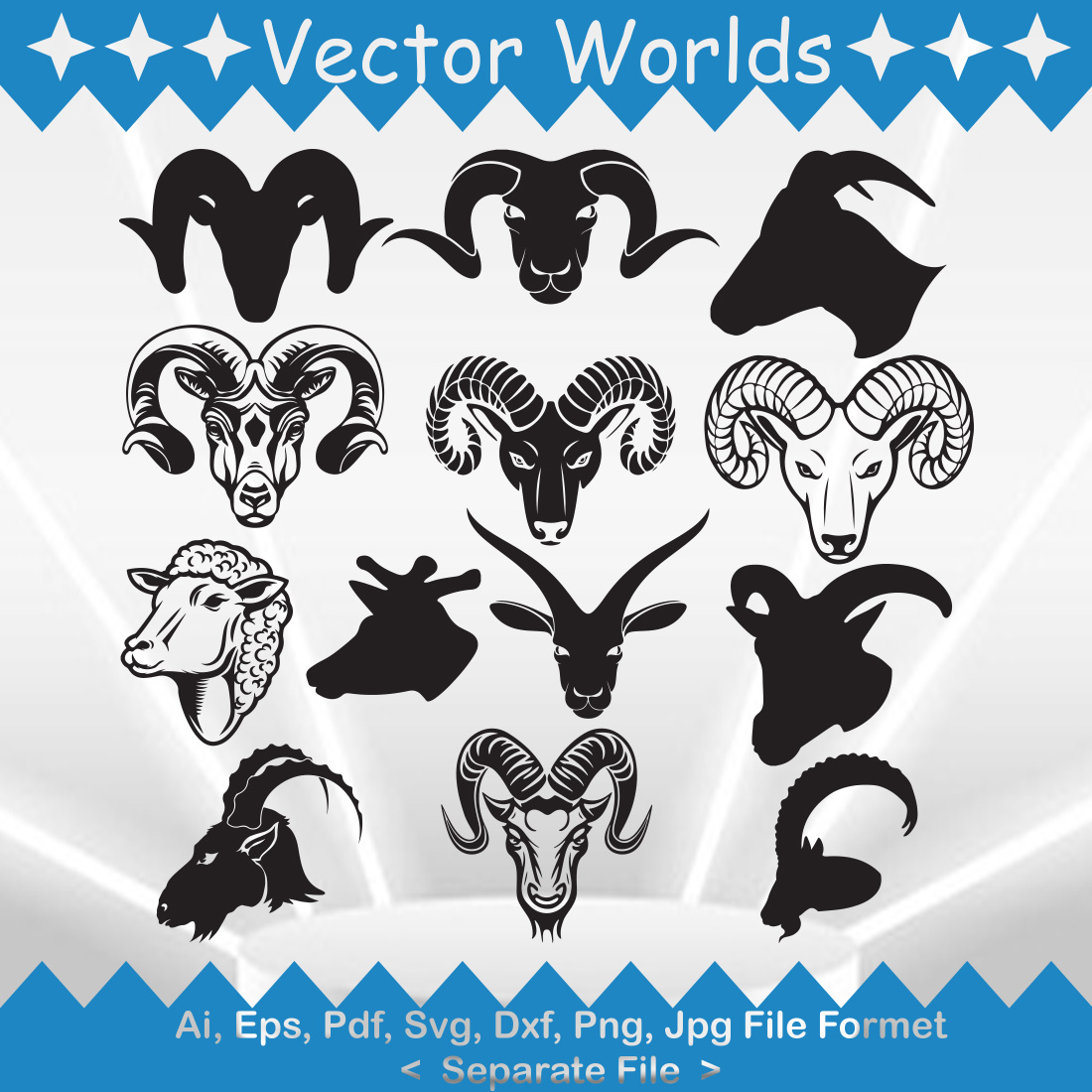 Ram Head SVG Vector Design preview image.