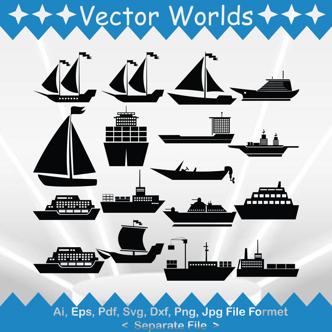 Sea Ship SVG Vector Design cover image.