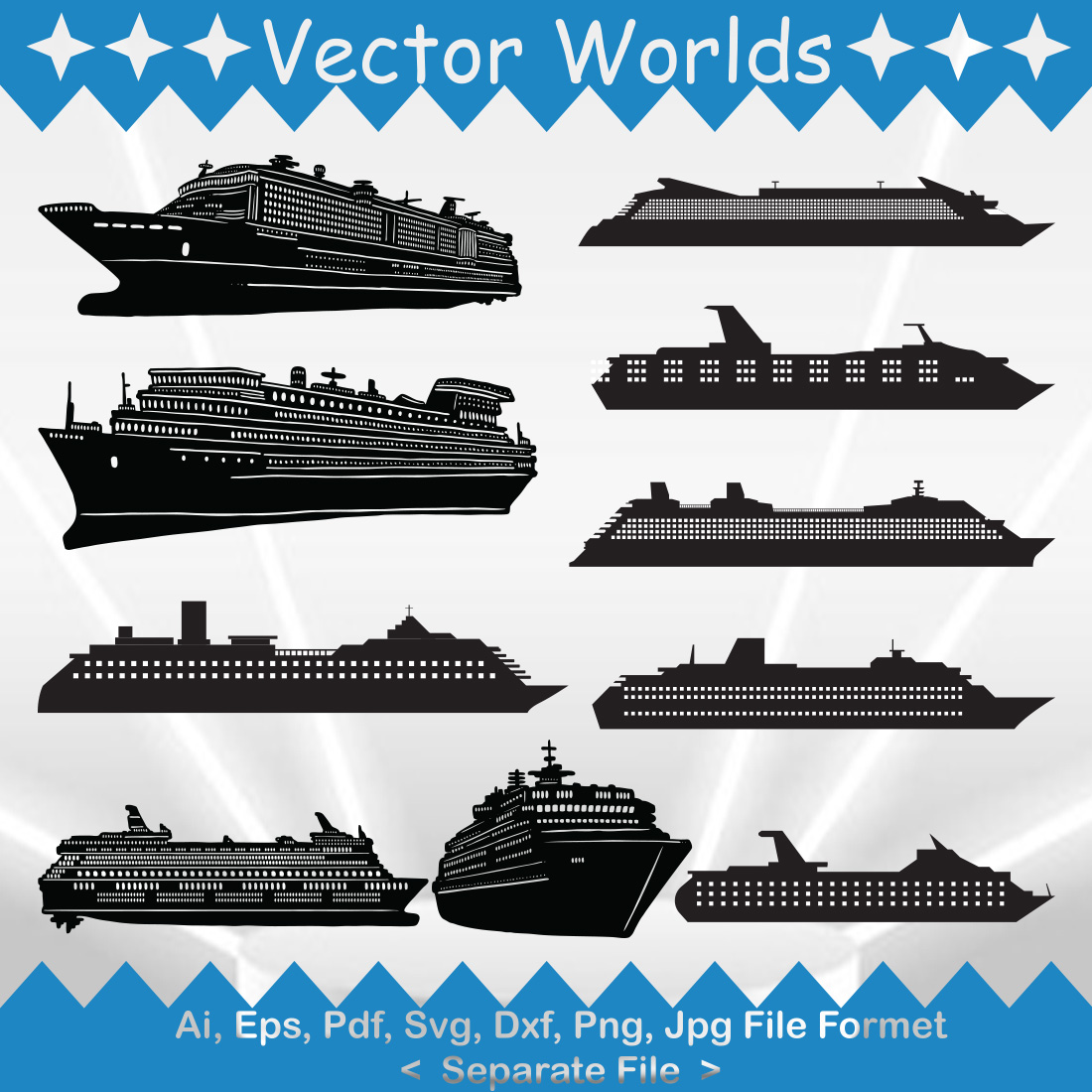 Cruise Ship SVG Vector Design preview image.