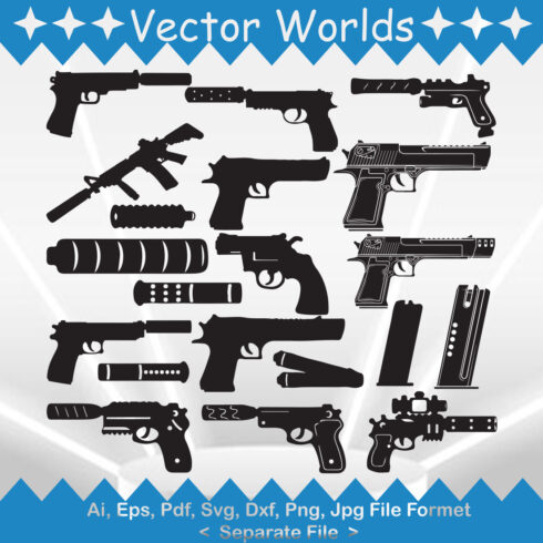 Gun Silencer SVG Vector Design cover image.