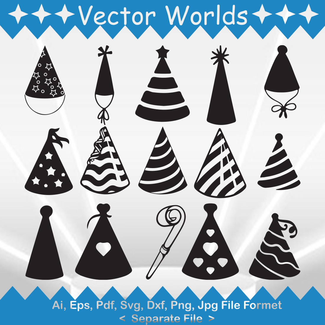 Party Hats SVG Vector Design cover image.