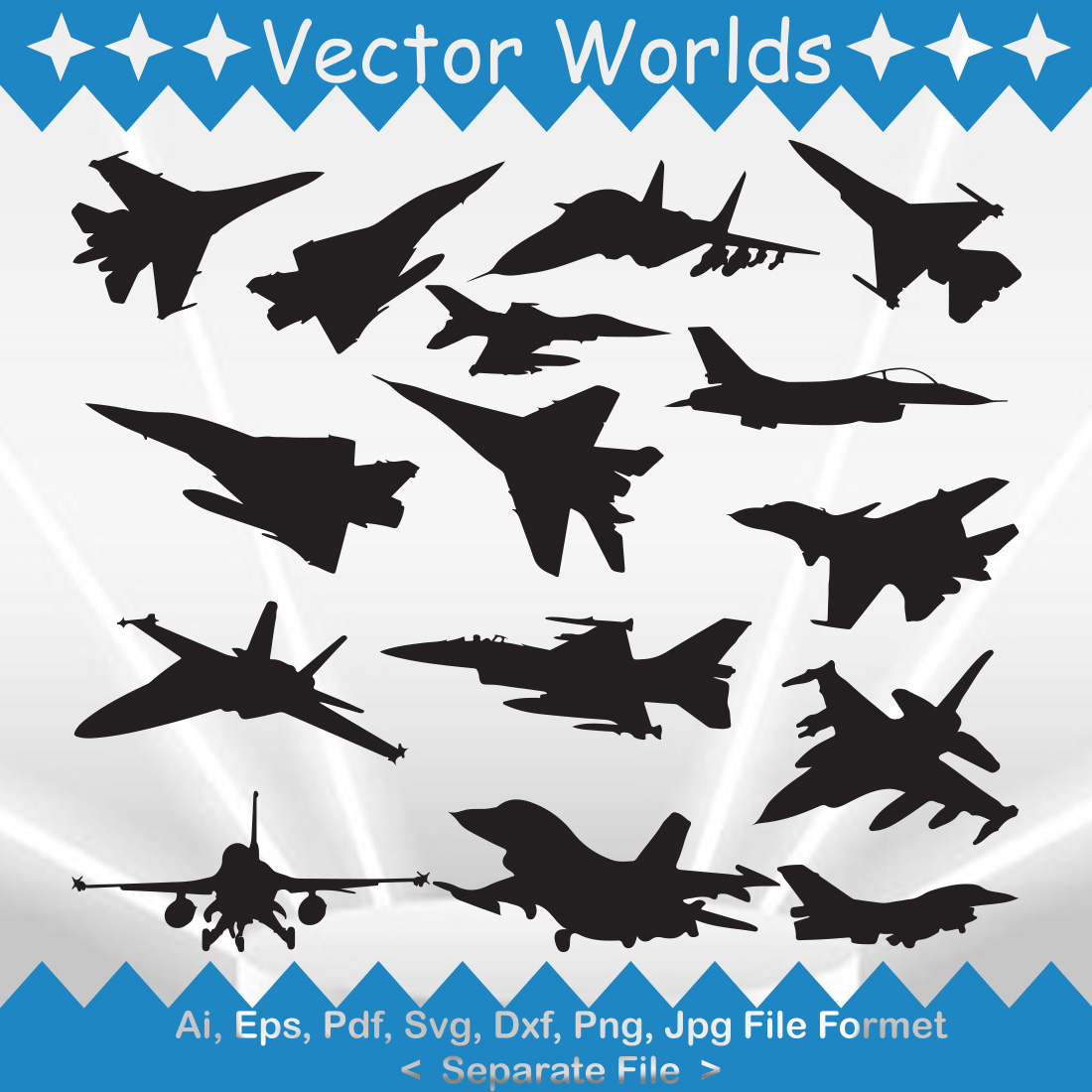 Military Fighter Jet SVG Vector Design preview image.