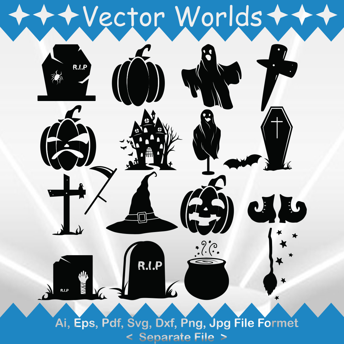 Halloween Set SVG Vector Design cover image.