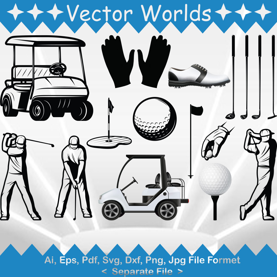 Golf Equipment SVG Vector Design preview image.