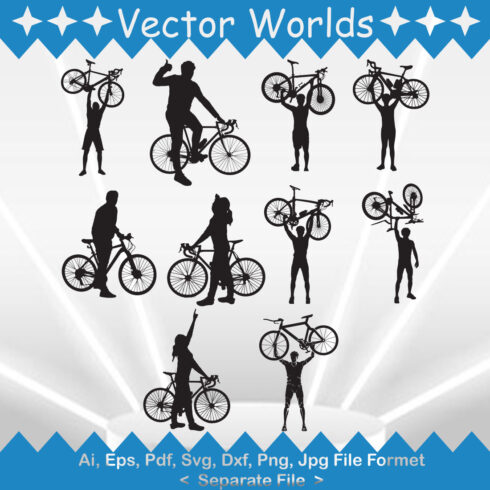Man Lifting Bicycle SVG Vector Design cover image.