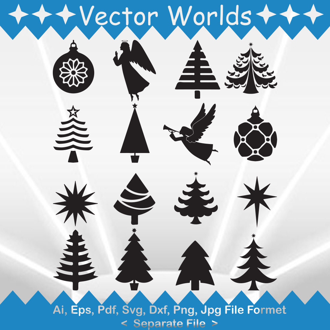 Tree Topper SVG Vector Design preview image.