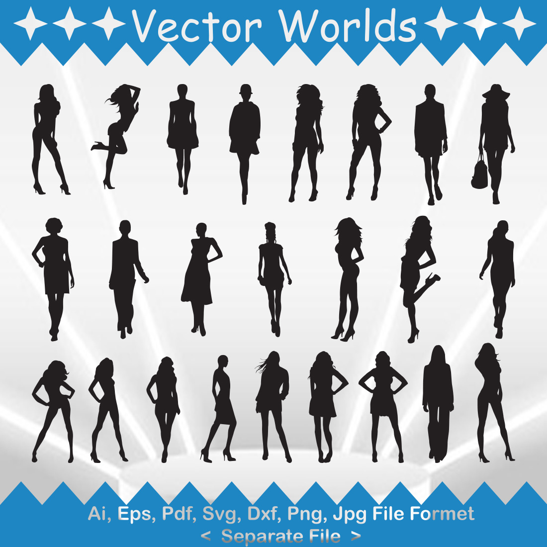 Skinny Woman SVG Vector Design preview image.