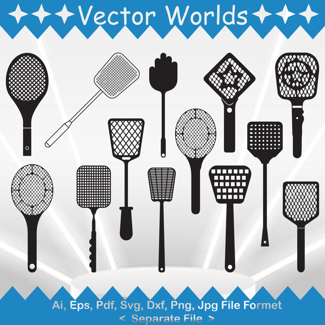 Electric Fly Swatter SVG Vector Design preview image.