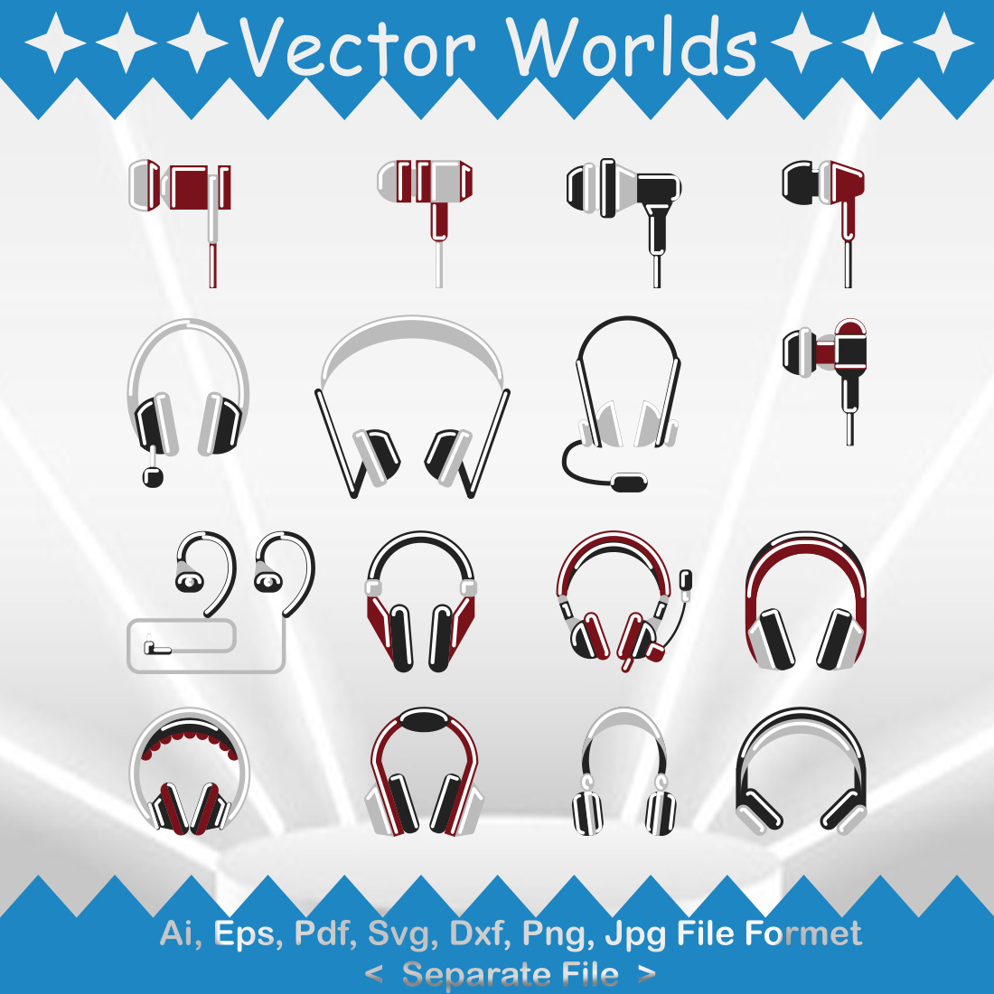 Headphones Wireless SVG Vector Design preview image.