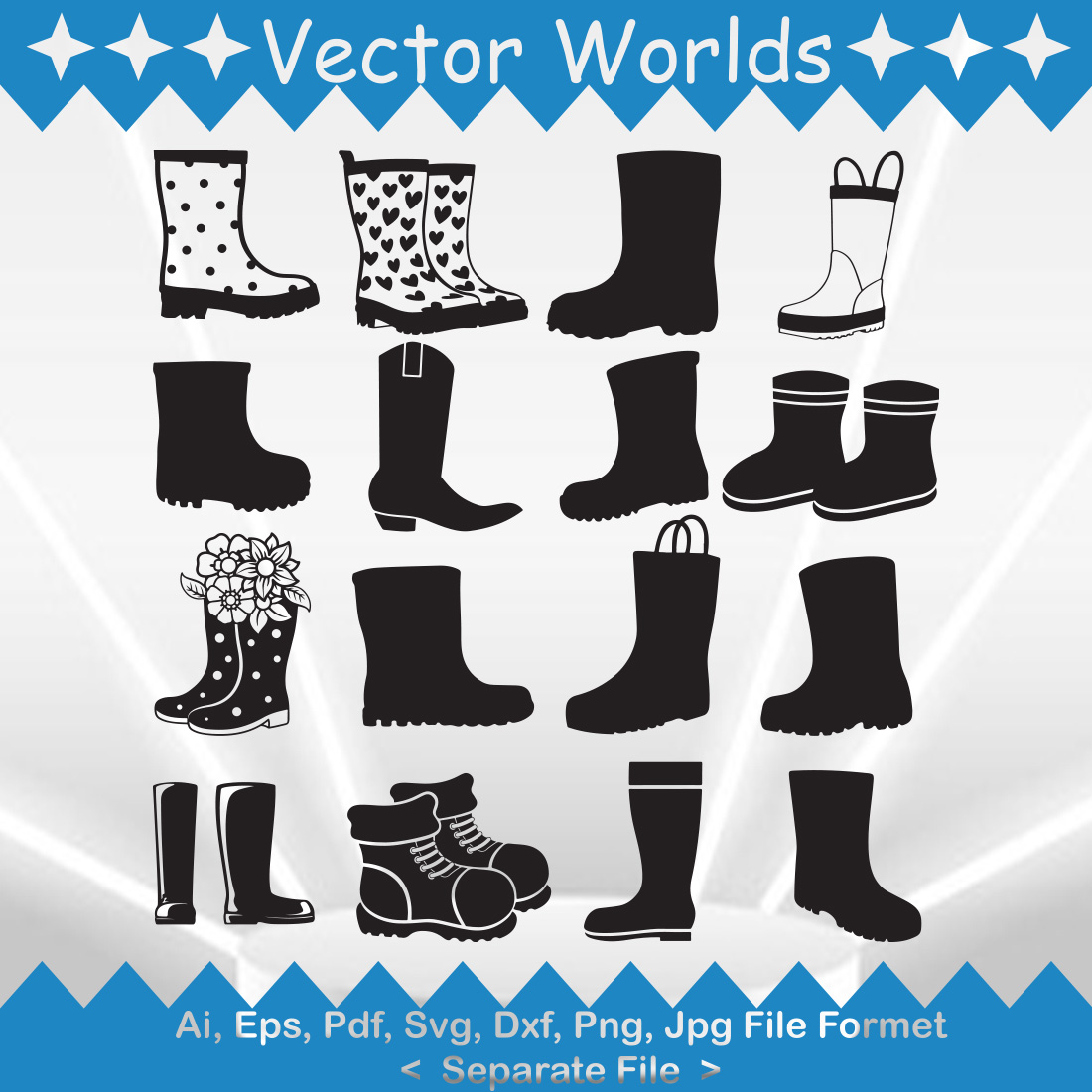 Rain Boots SVG Vector Design preview image.