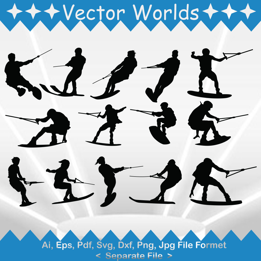 Water Skiing SVG Vector Design preview image.