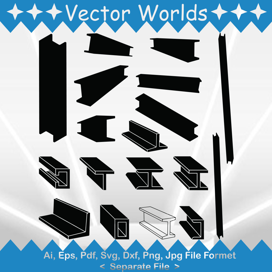 Steel Beam SVG Vector Design preview image.