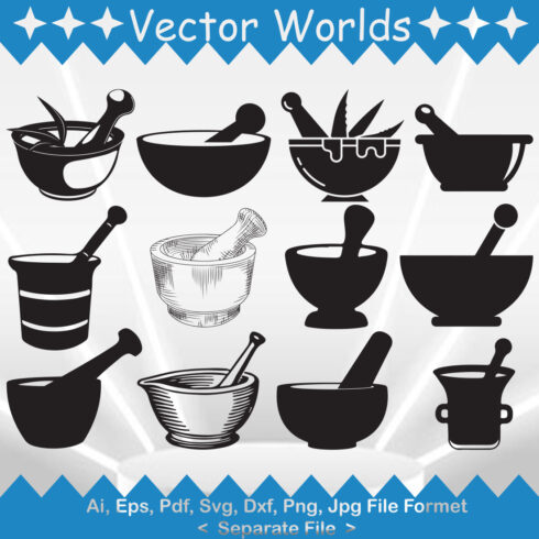 Mortar And Pestle SVG Vector Design cover image.