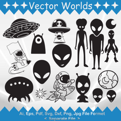 Space Creature Riding Spaceship SVG Vector Design cover image.