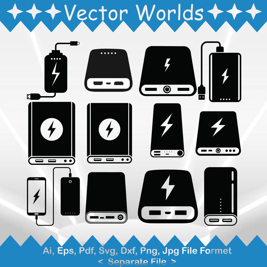 Power Bank SVG Vector Design cover image.