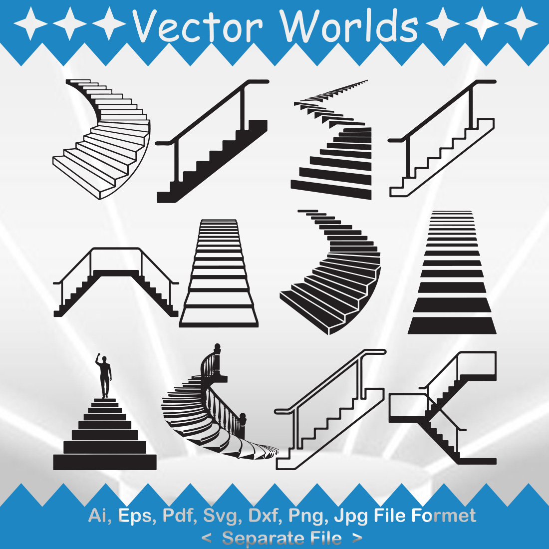 Stairs SVG Vector Design preview image.