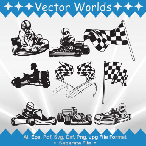 Go Kart Racing SVG Vector Design cover image.