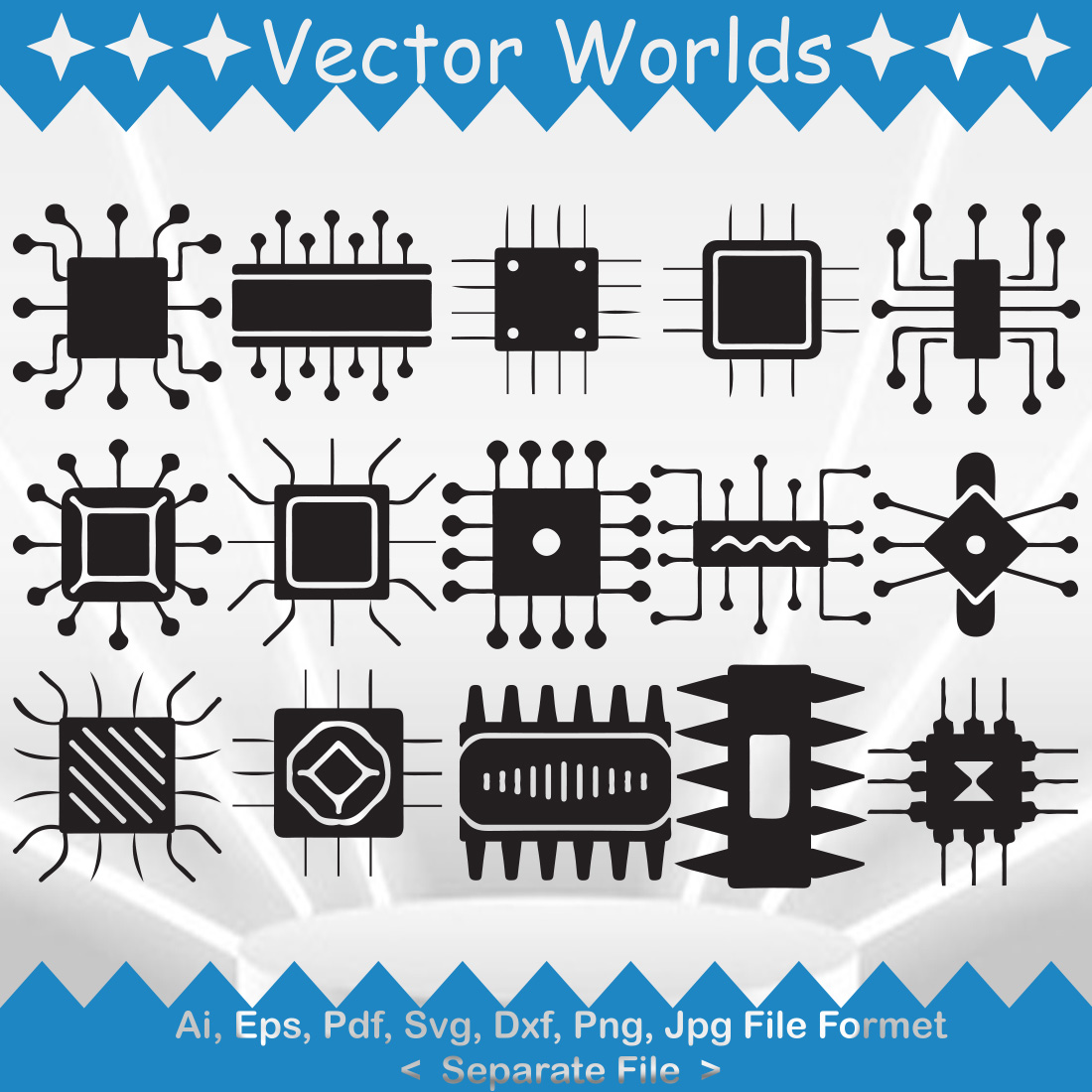 CPU Processor SVG Vector Design preview image.