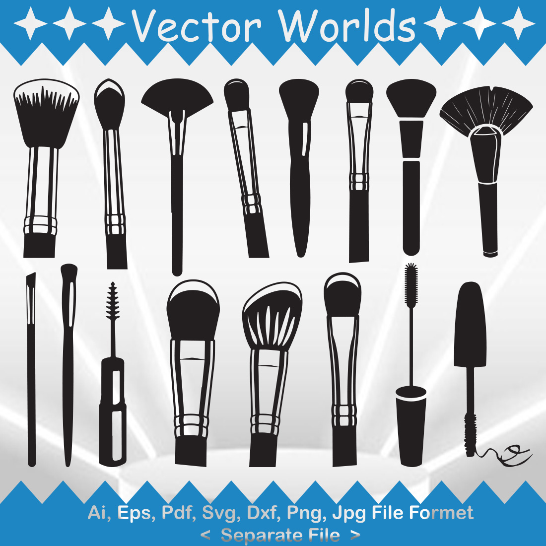 Makeup Brushes SVG Vector Design preview image.