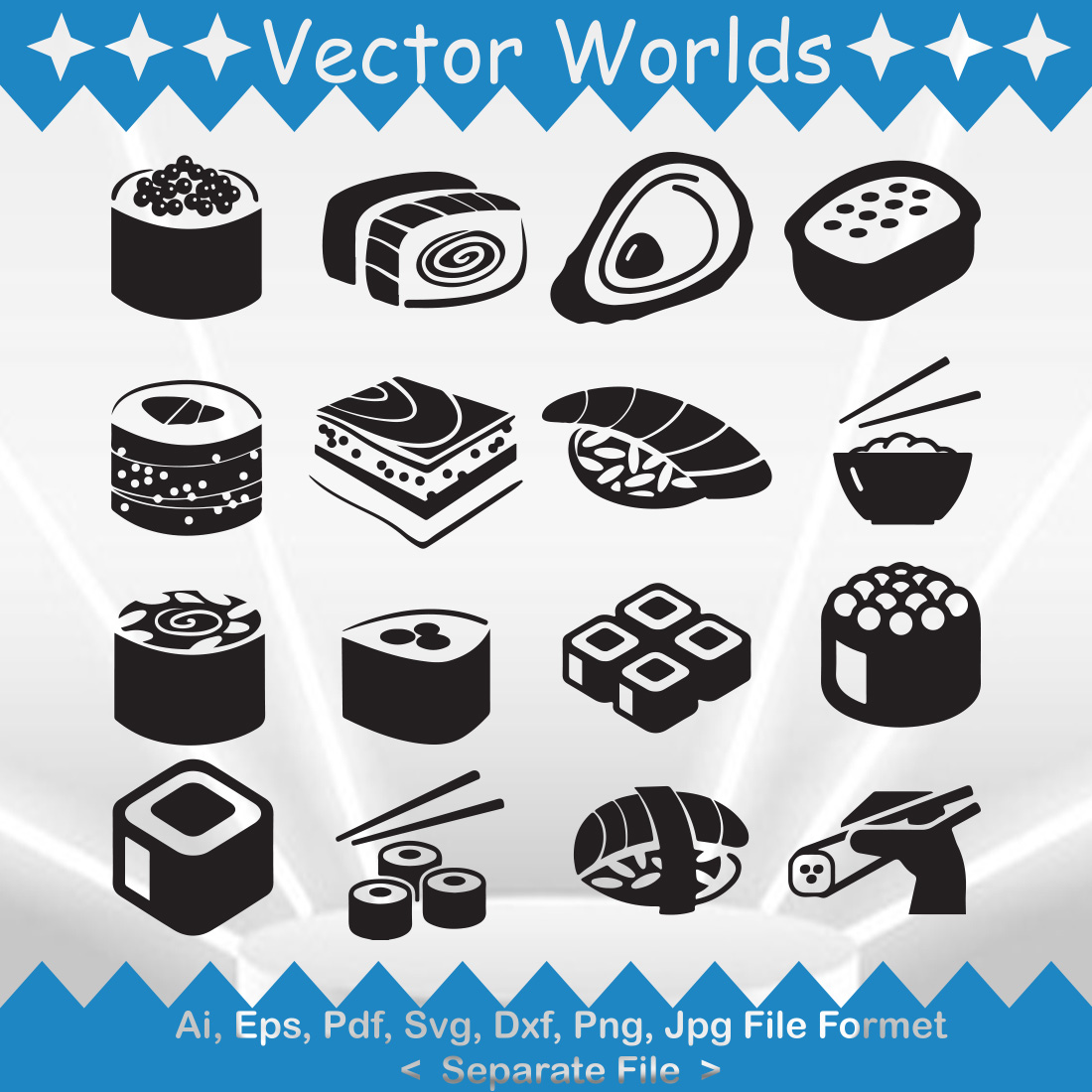 Sushi SVG Vector Design cover image.