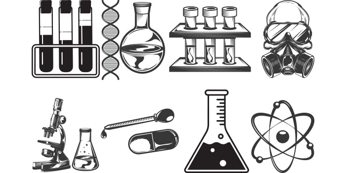 chemistry apparatus clipart black and white cross